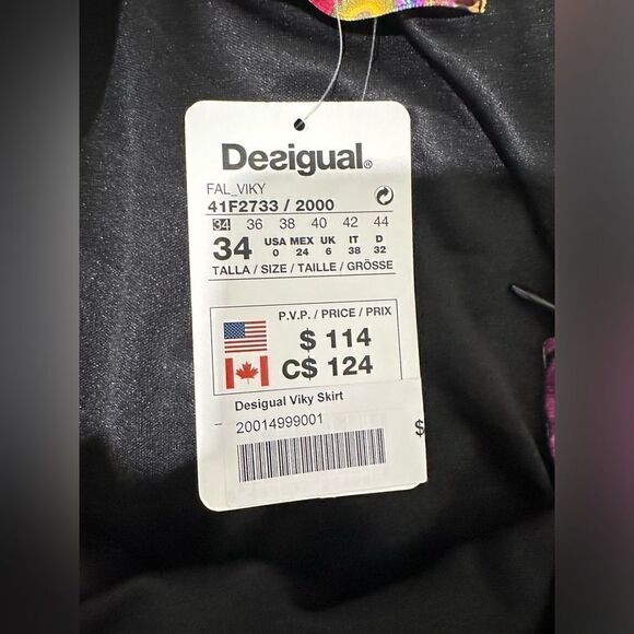 Desigual Viky Sheer Geometric Maxi Skirt 0 New with tags Retro Dopamine - Picture 8 of 9